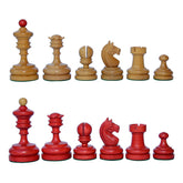 Reproduction Vintage 1930 German Knubbel 3.5" Chess Set in Antique and Red Stained Box wood