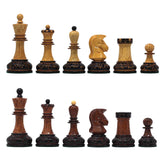 Dubrovink Series 1970 Reproduction 3.75" Luxury Lacquered Burnt Golden Rose & Boxwood Chess Set