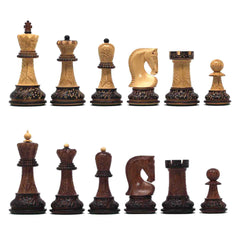 Zagreb '59 Series Luxury Chessmen in Burnt Golden Rose/ Boxwood - 3.75" King Height