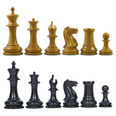 Vintage Reproduction 1850-55 Staunton 4.4" Ebony/ Antiqued Boxwood Chess Pieces