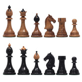 THE 1951-1954 "ČESKÁ KLUBOVKA" FIDE TOURNAMENT CZECH REPRODUCED CHESSMEN IN EBONY WOOD & DISTRESSED BOXWOOD - 4.0" KING