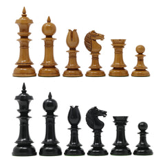 Northern Upright Vintage 5" Antiqued chess set in Distressed Boxwood & Ebony wood
