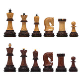 Zagreb '59 Series Luxury Chessmen in Lacquered Burnt Golden Rose/ Boxwood - 3.75" King Height