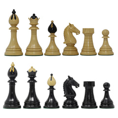 THE 1951-1954 "ČESKÁ KLUBOVKA" FIDE TOURNAMENT CZECH REPRODUCTION CHESSMEN IN EBONY WOOD & BOXWOOD - 4.0" KING