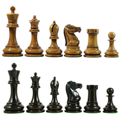 Reproduction BCC 1900-01 Edition Staunton Stroud Club Size 4.4" Distressed Antiqued Ebony Chessmen