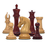 Grand Collection Signature Series Luxury Staunton Chess Pieces in Padouk / Boxwood: King Size 4.4"