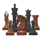 Grand Collection Signature Series Luxury Staunton Chess Pieces in Ebony and Distressed Boxwood: King Size 4.4"