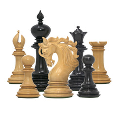 Valluzia Series 4.4" Luxury Staunton Chessmen in Ebony and Boxwood