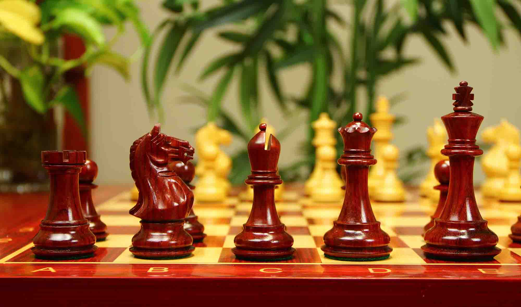 Fierce Series Chess Set 4" Staunton Chess Set - African Padouk & Boxwood