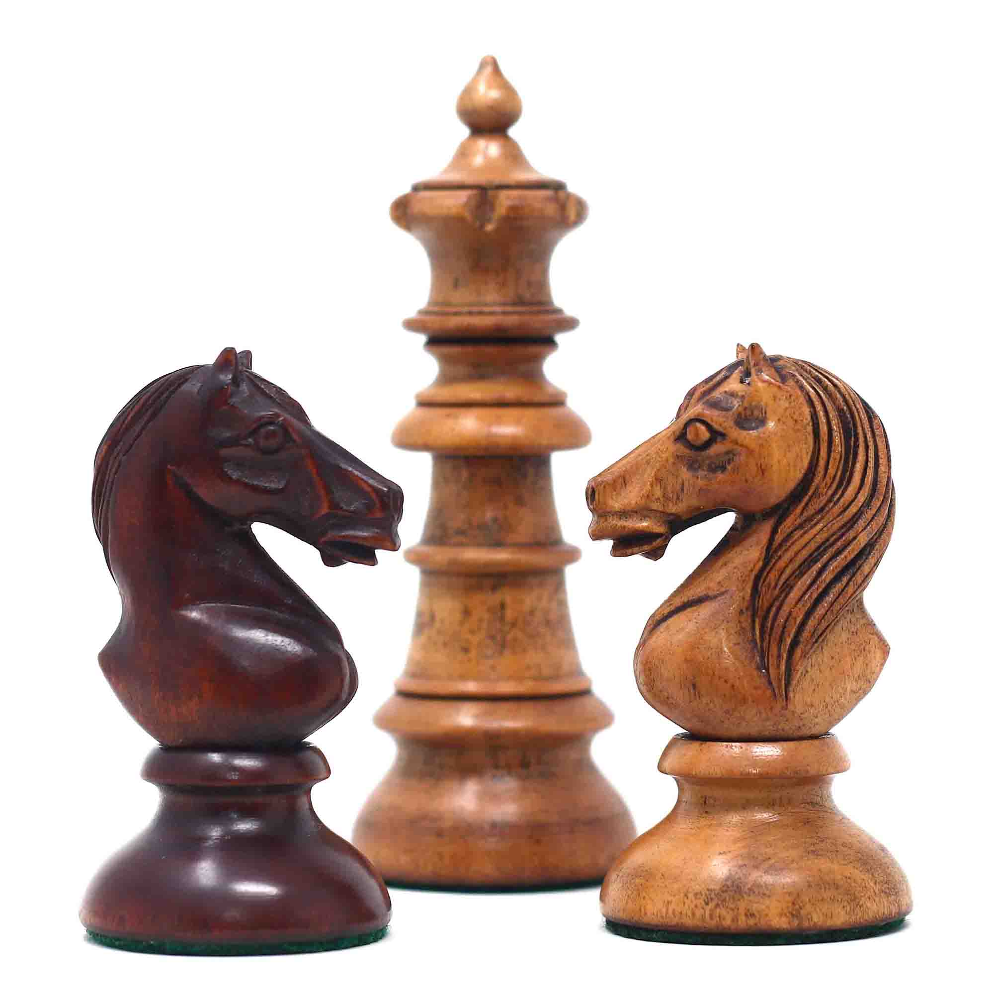 Early Old Vienna Style Coffee House 1900 Reproduction 4.5" Distressed /Mahogany Stained Chess set