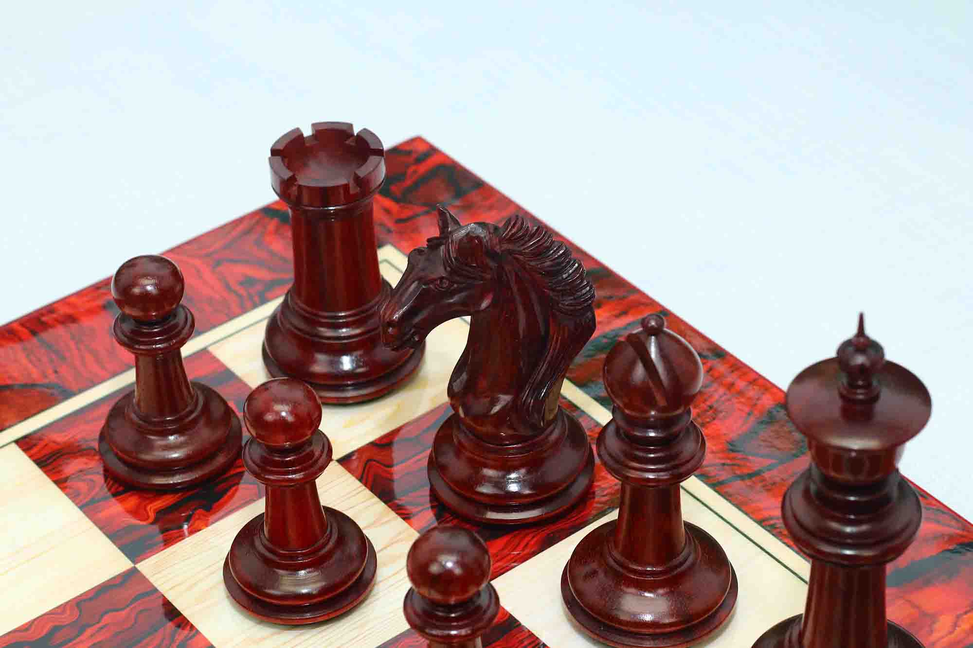 Macedon Series Luxury Staunton 4.4" Boxwood and Bud Rosewood wood Chess set