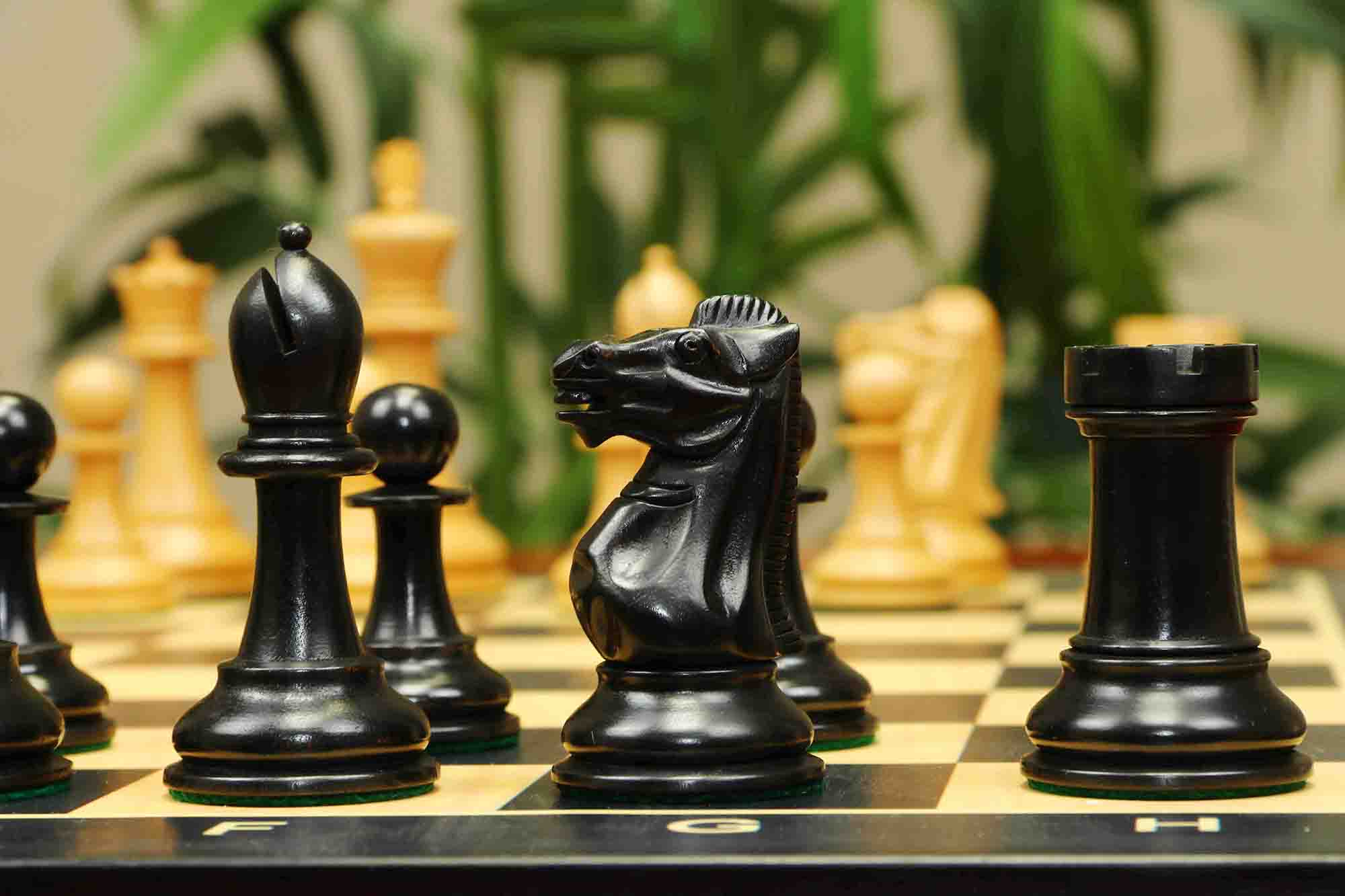 17th Olympiad Havana 1966 Circa Reproduction 3.78" Staunton Chessmen Natural/Ebonised Boxwood