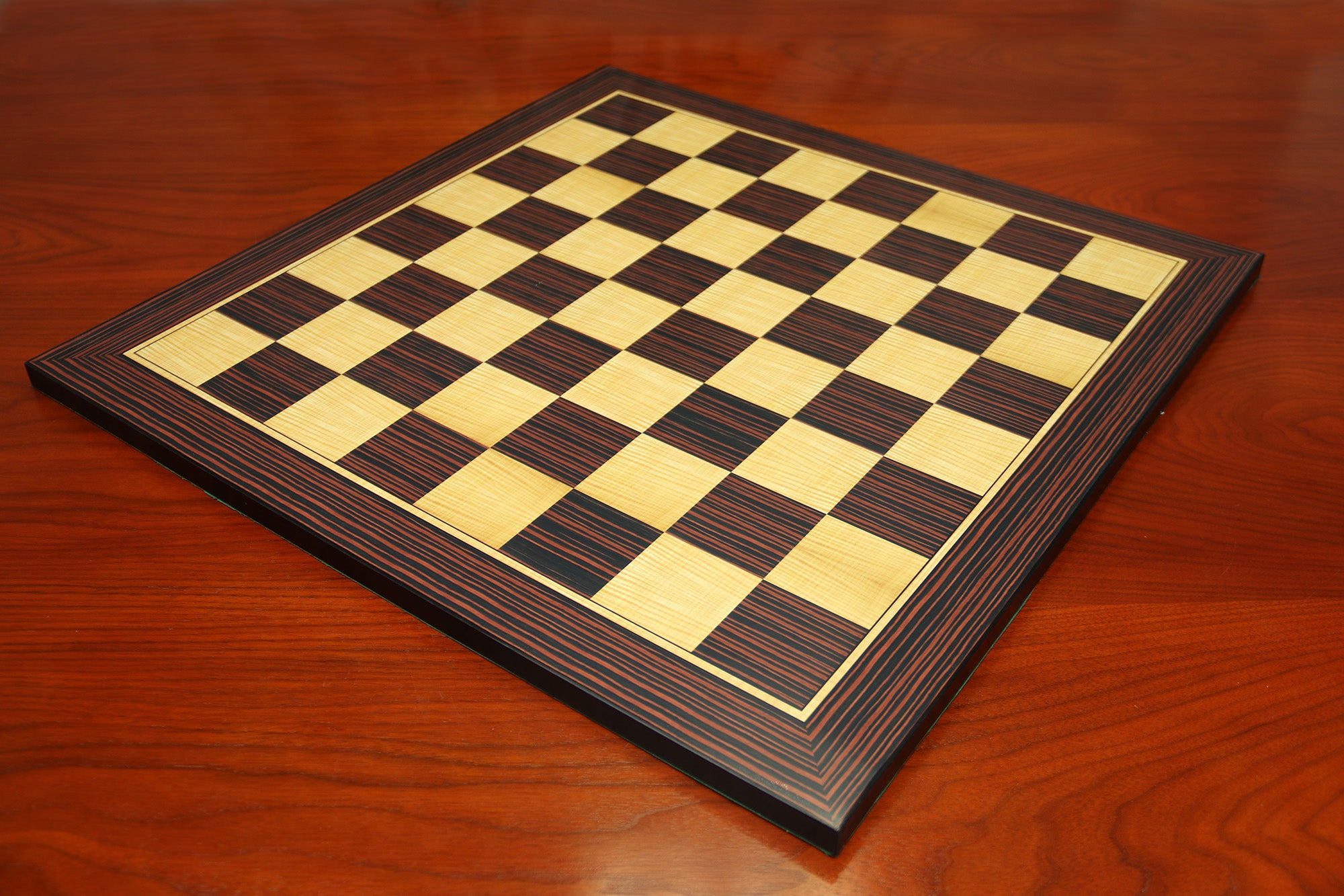 Chess Board  square size 2.25" X 2.25" in Stripped Ebony in Matt Finish for 4" to 4.125"  Chess Set