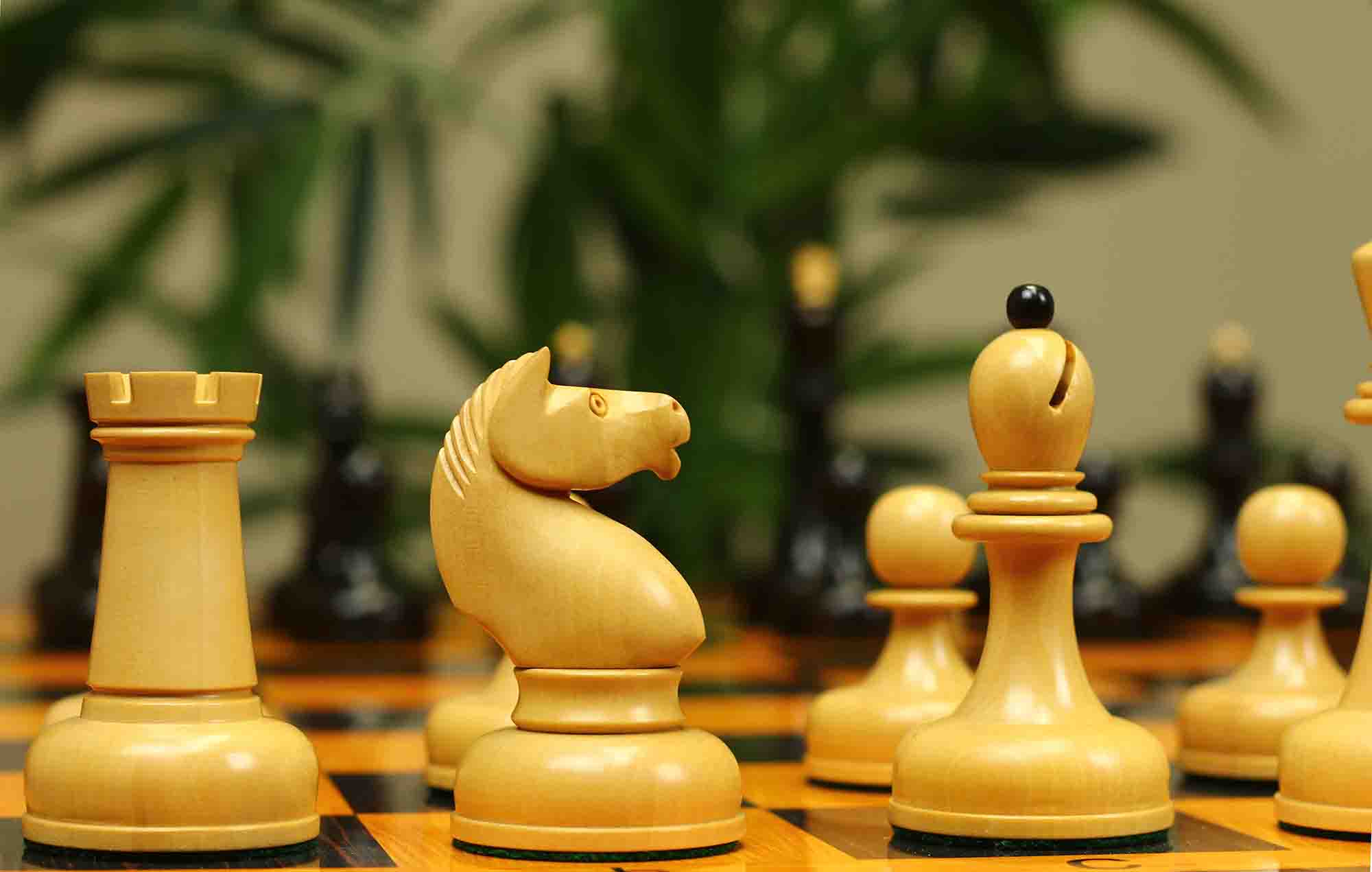 1962 Soviet Championship Historical Reproduced Tal Chess set 4" - Natural Boxwood and Eboony