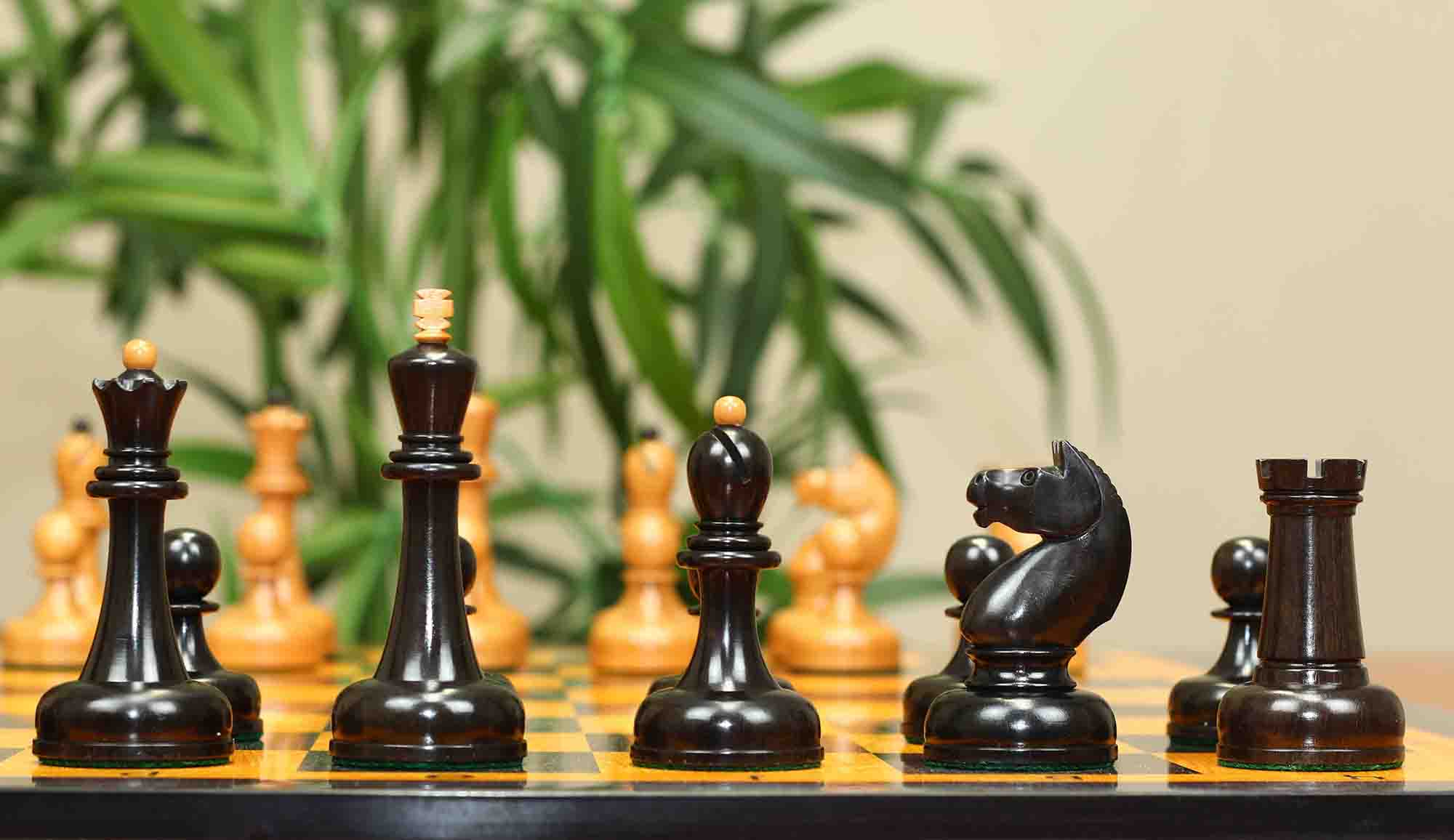 1962 Soviet Championship Historical Reproduced Tal Chess set 4" - Antiqued Boxwood and Ebony