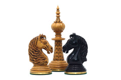 Anglo-Persian Artisan Series 4.75" Luxury Chess set by Mandeep Saggu in Distressed Boxwood and Ebony
