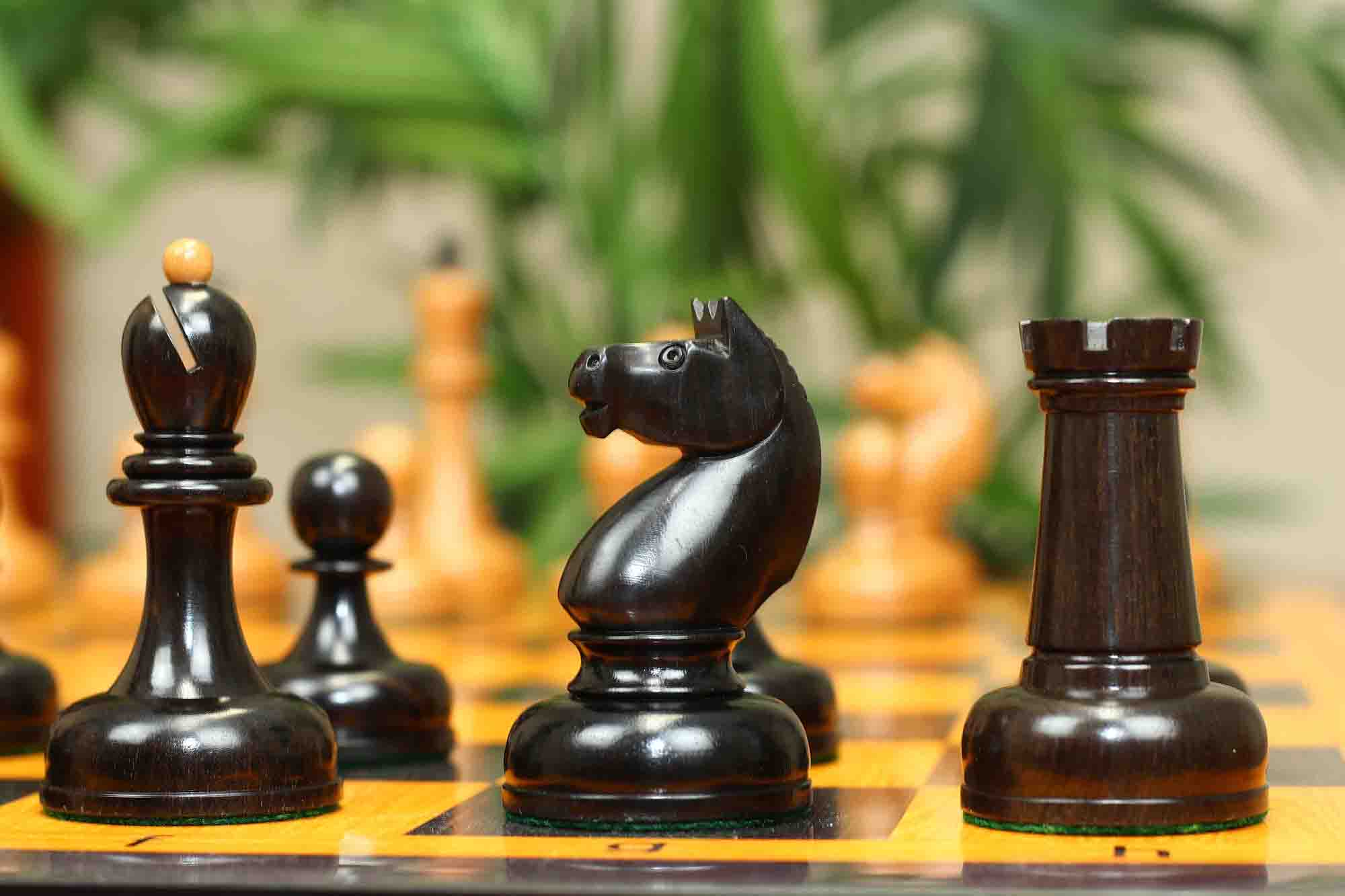 1962 Soviet Championship Historical Reproduced Tal Chess set 4" - Antiqued Boxwood and Ebony