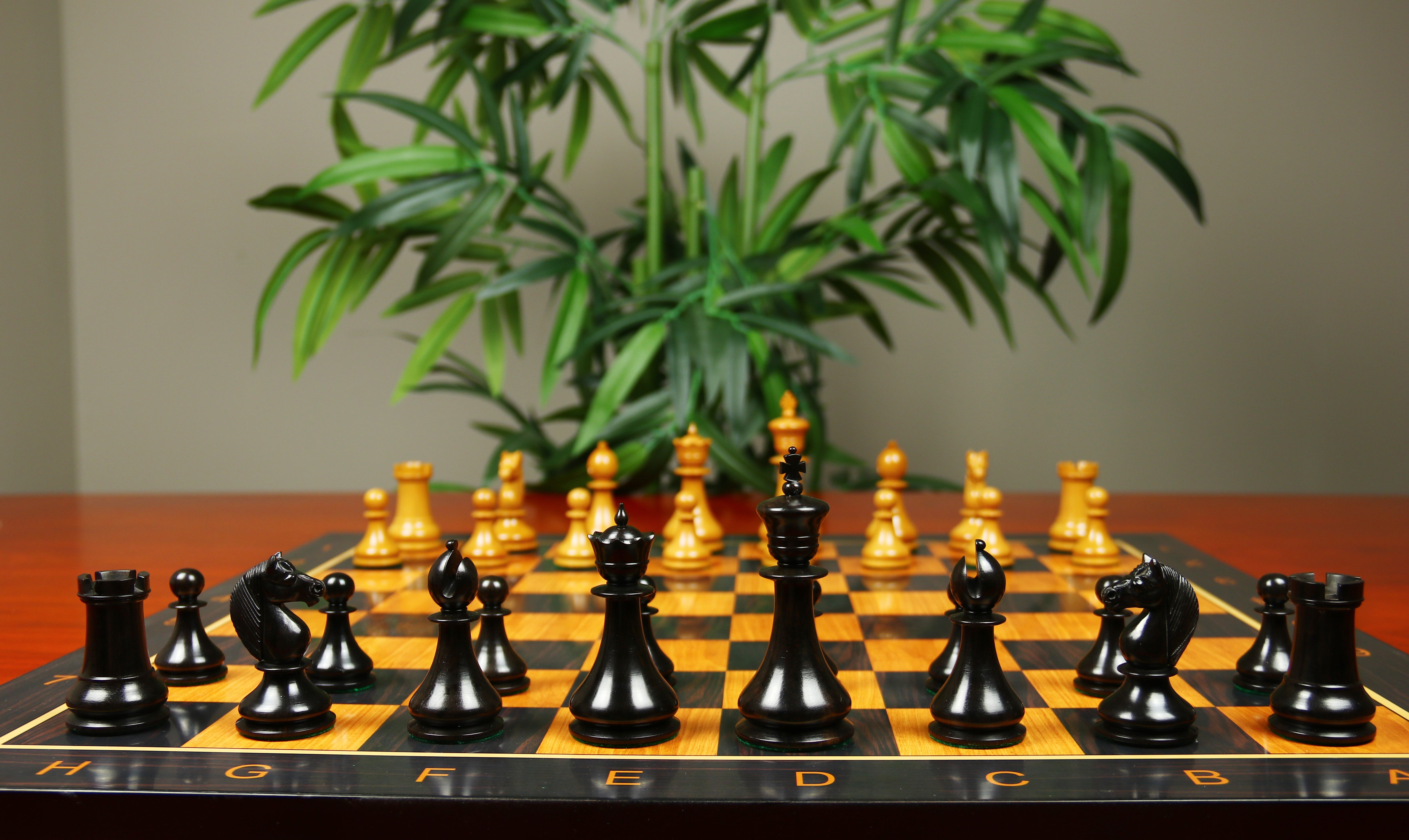 1830 Dublin Style Reproduced Historical Chess Set - 3.75" King Height in Antiqued Boxwood & Ebony Wood