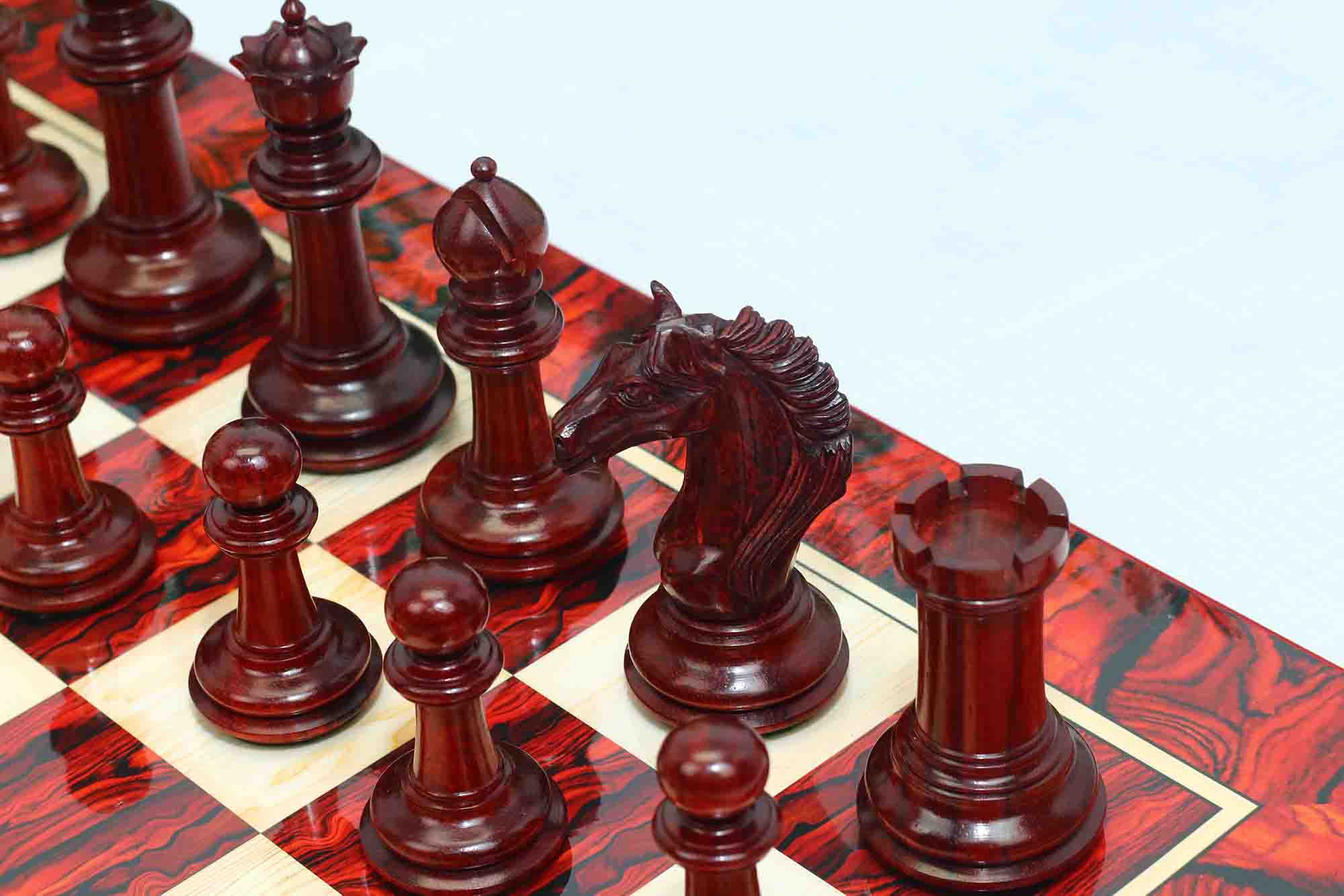 Macedon Series Luxury Staunton 4.4" Boxwood and Bud Rosewood wood Chess set