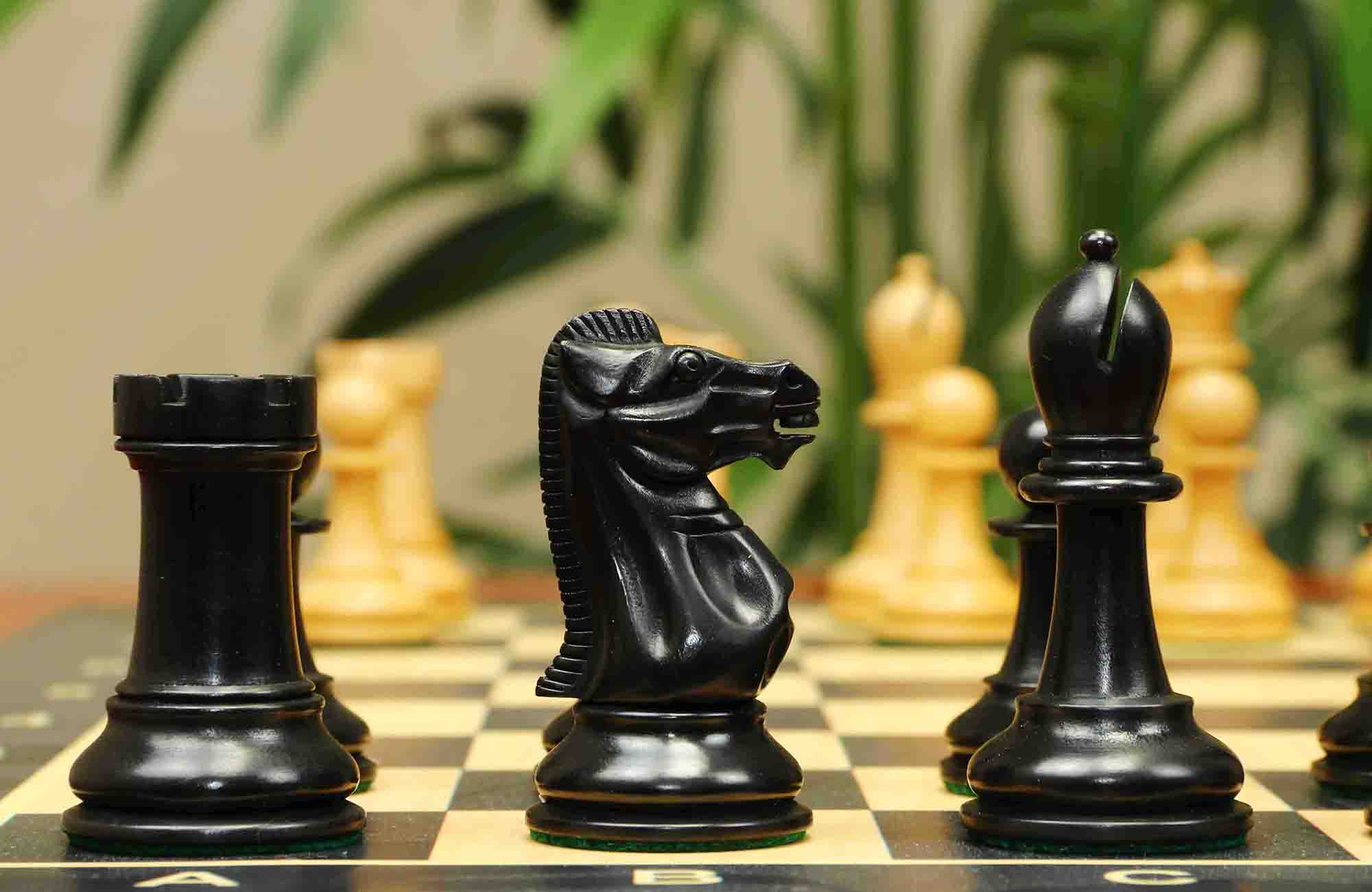 17th Olympiad Havana 1966 Circa Reproduction 3.78" Staunton Chessmen Natural/Ebonised Boxwood