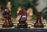 Henri Chavet Reproduced Chess Set in Distressed and Mahogany Stained Boxwood- 3.75" King Height