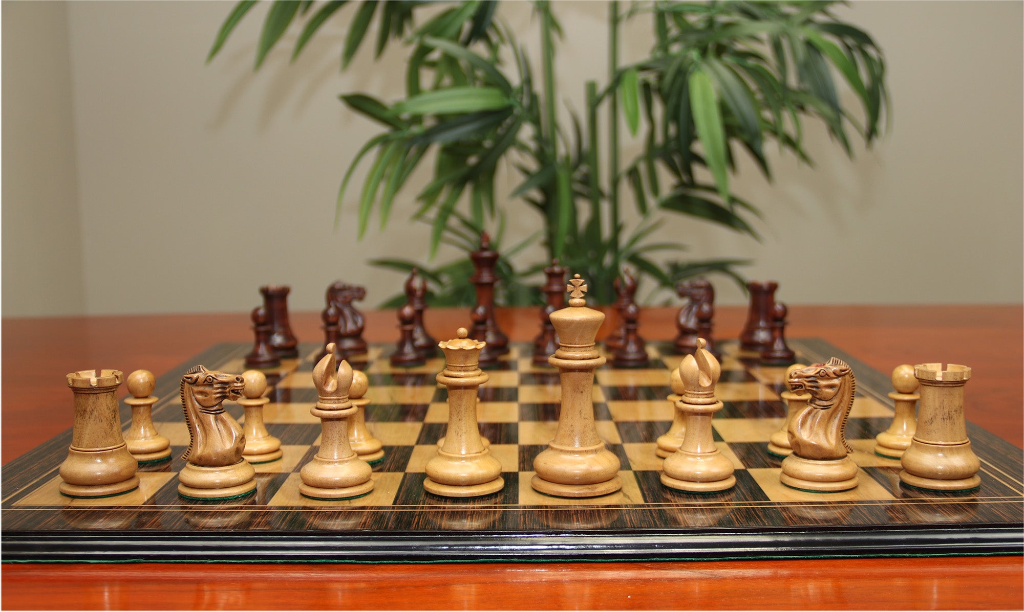 Jaques Reproduction 1870-75 Wooden Chess Pieces in Distressed and Mahogany Boxwood