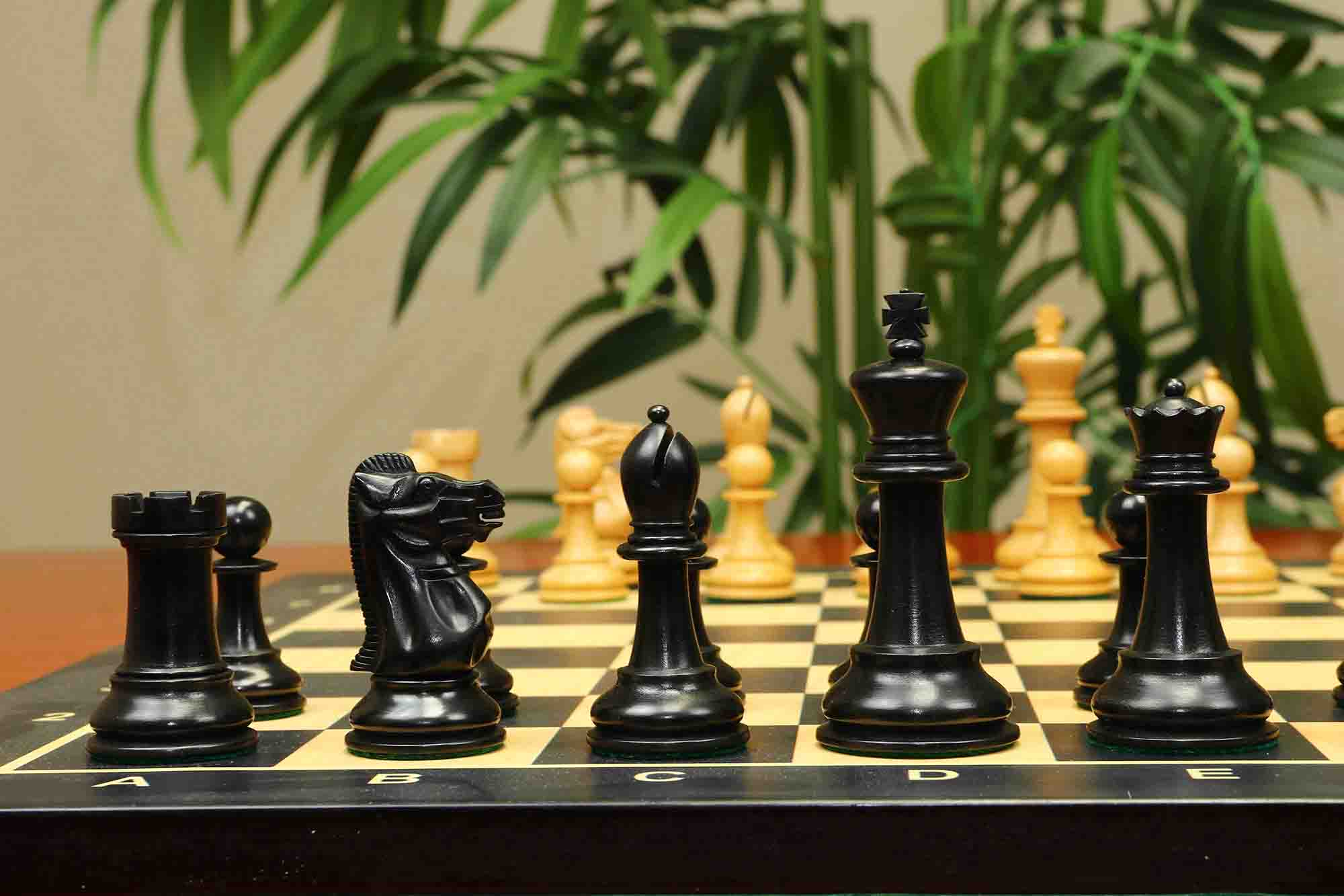 17th Olympiad Havana 1966 Circa Reproduction 3.78" Staunton Chessmen Natural/Ebonised Boxwood