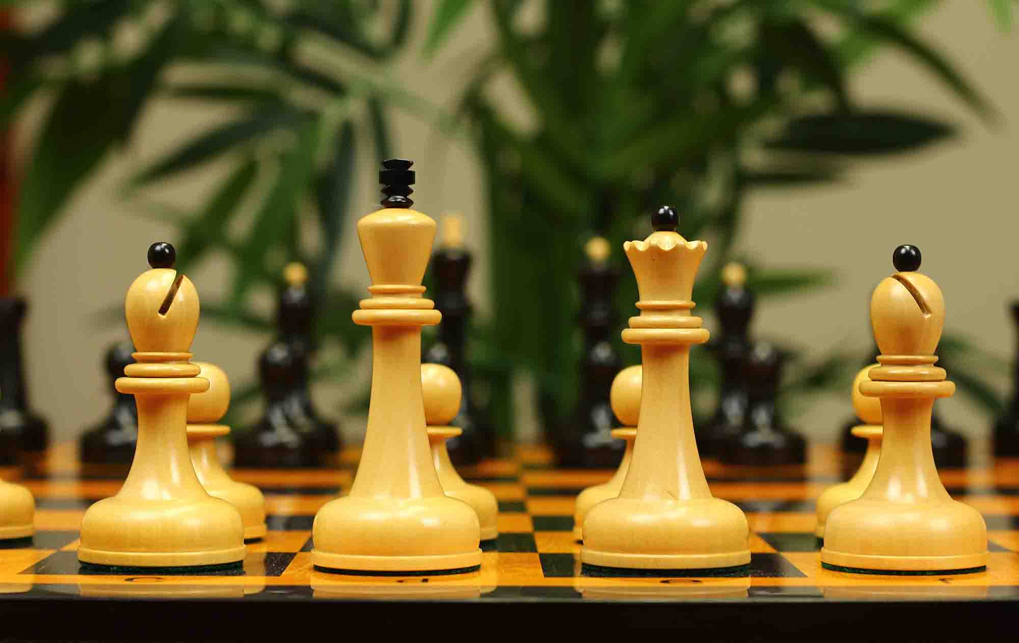 1962 Soviet Championship Historical Reproduced Tal Chess set 4" - Natural Boxwood and Eboony