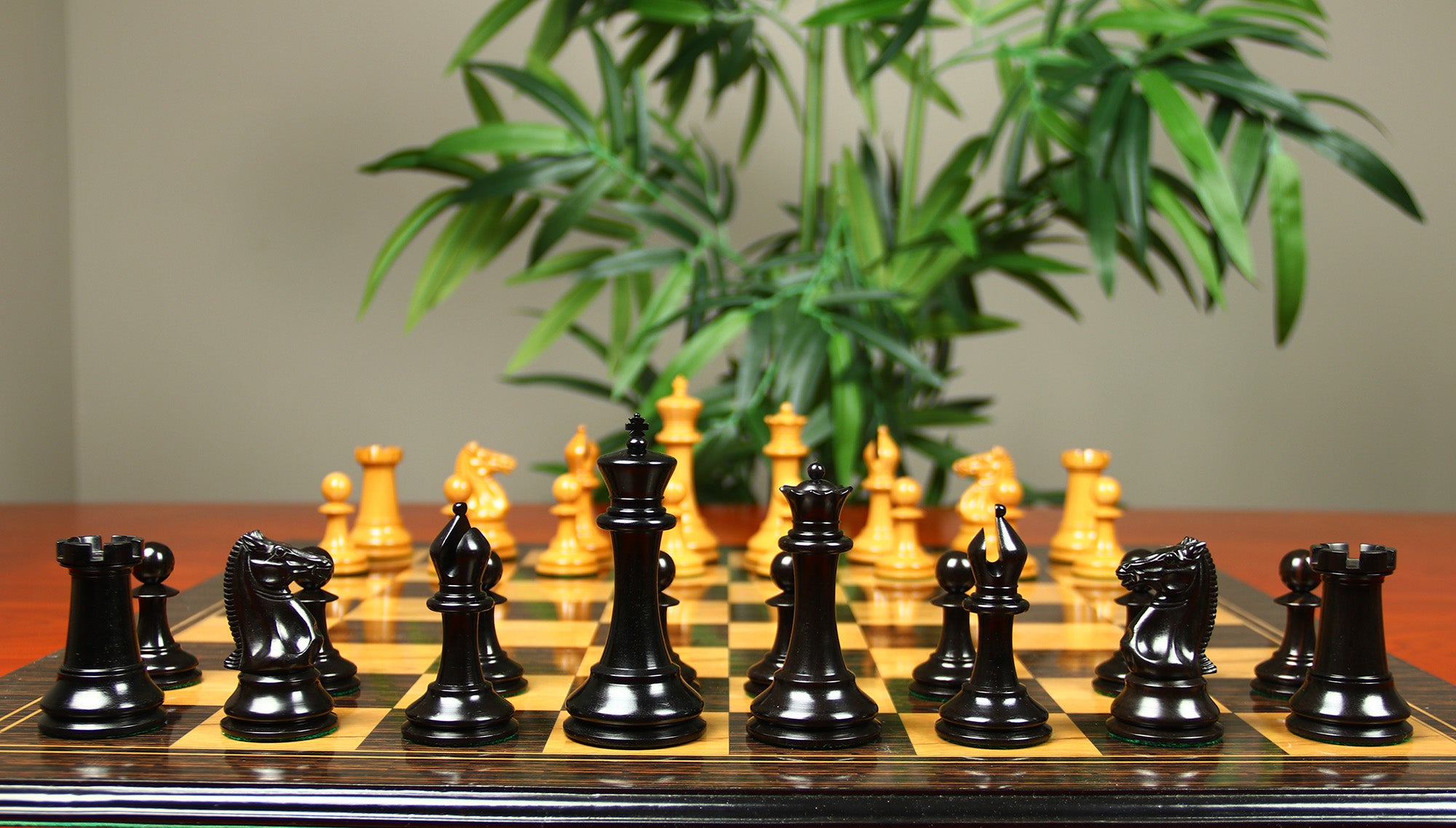 1851-52 Early 2880 Jaques of London Reproduced Vintage 4.4" Chess set Antiqued Boxwood/ Ebony wood