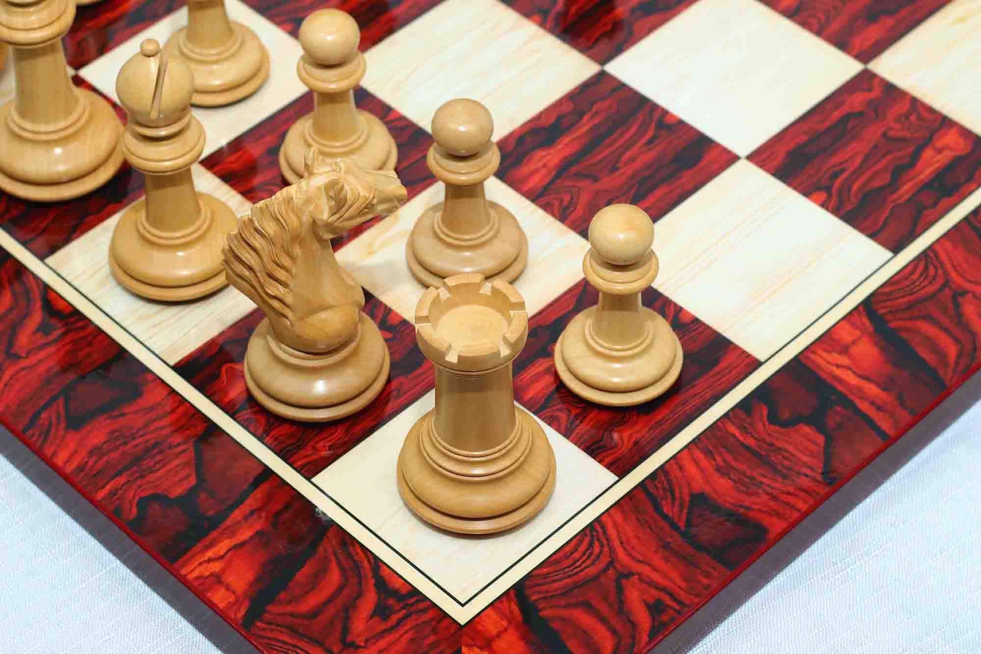 Macedon Series Luxury Staunton 4.4" Boxwood and Bud Rosewood wood Chess set