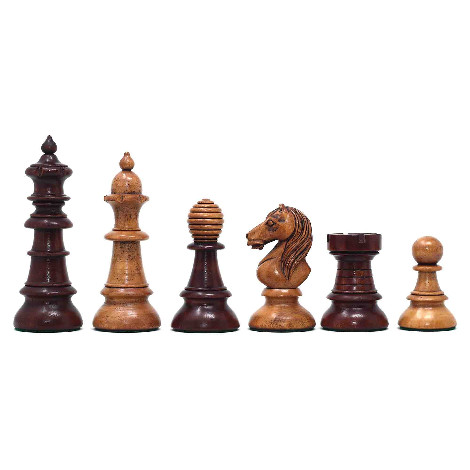 Early Old Vienna Style Coffee House 1900 Reproduction 4.5" Distressed /Mahogany Stained Chess set