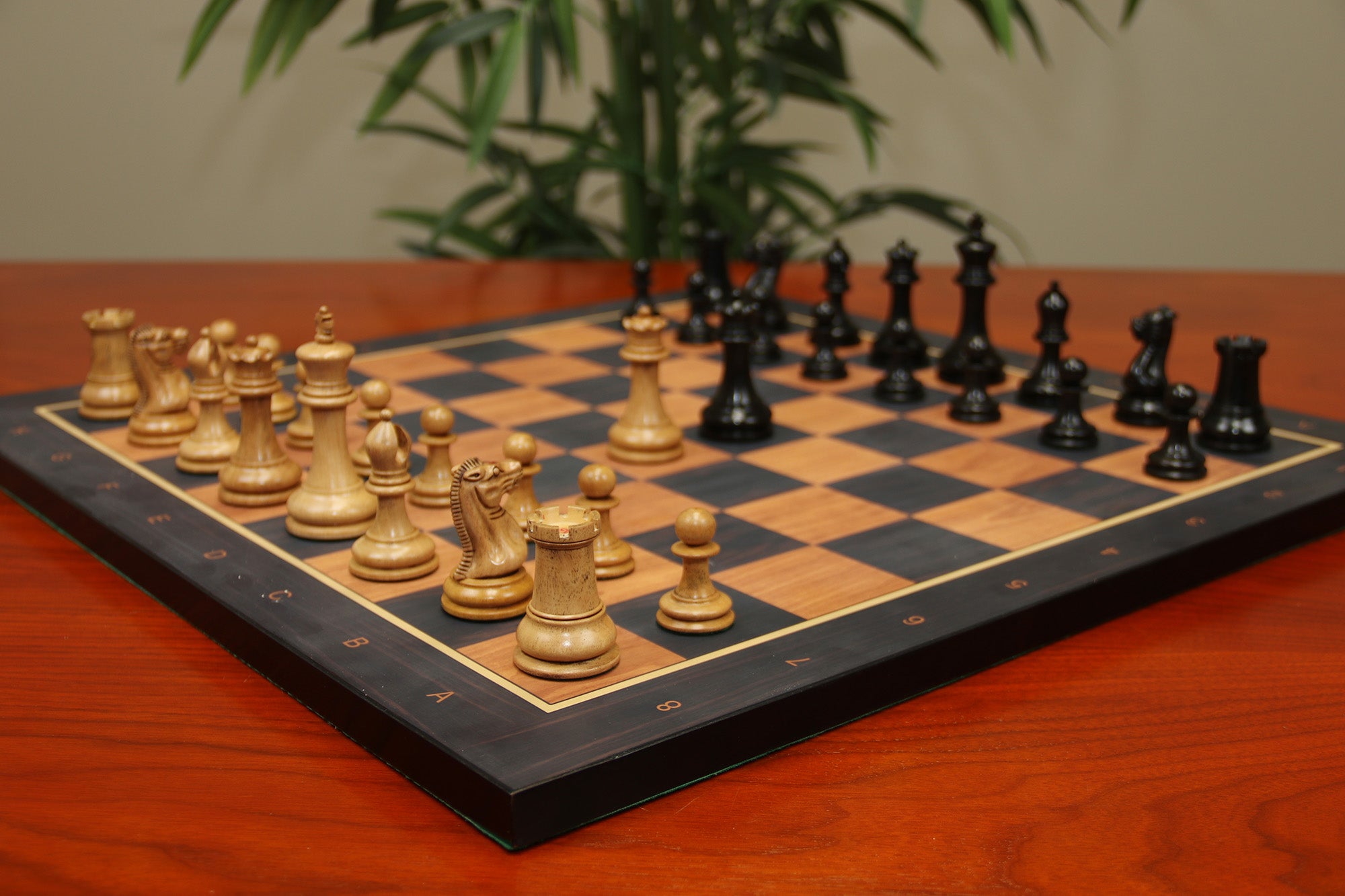 Nathaniel 1849 Antique Reproduction Vintage 3.75" Chess Set in Ebony/ Distressed Boxwood