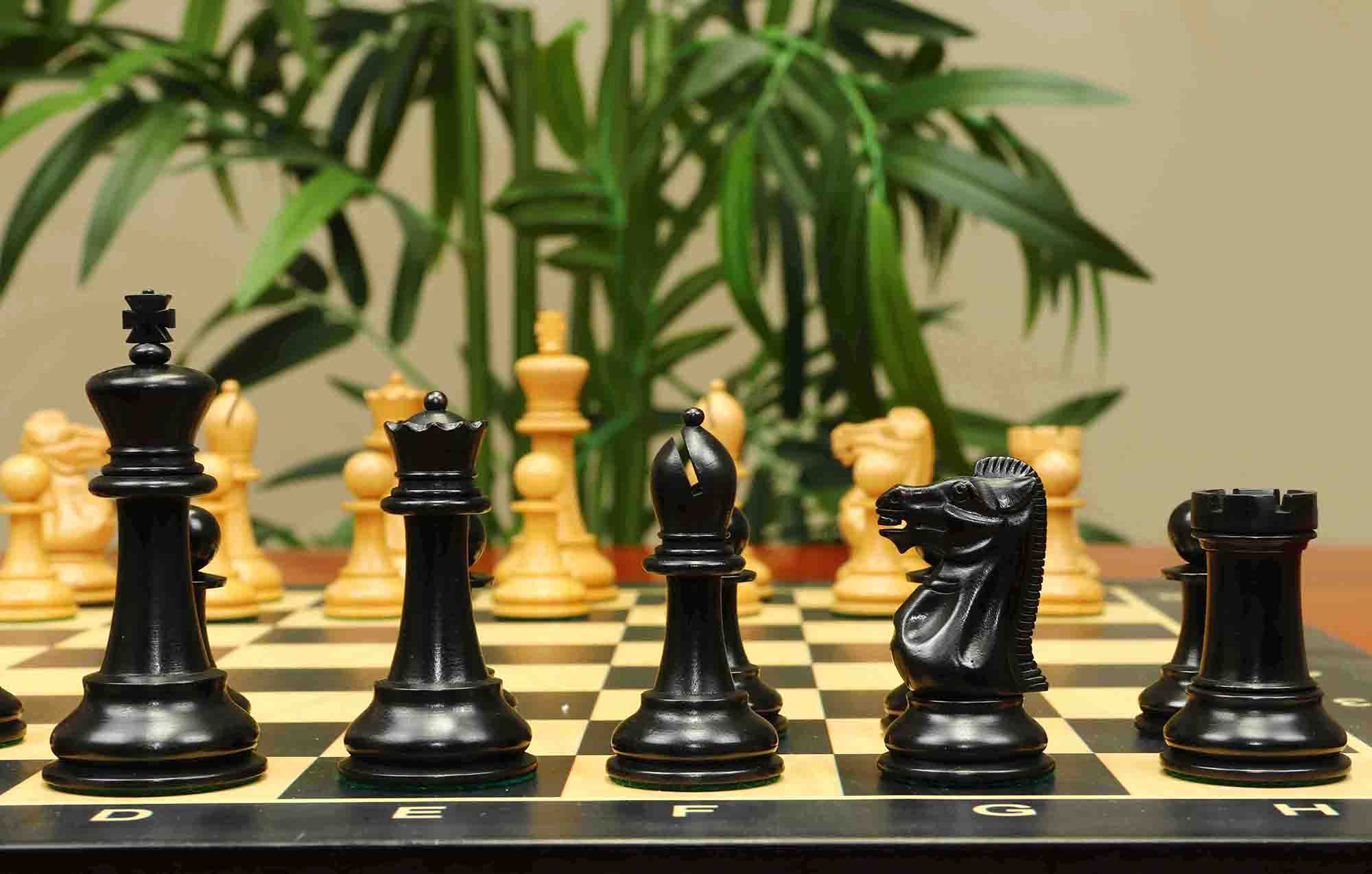 17th Olympiad Havana 1966 Circa Reproduction 3.78" Staunton Chessmen Natural/Ebonised Boxwood