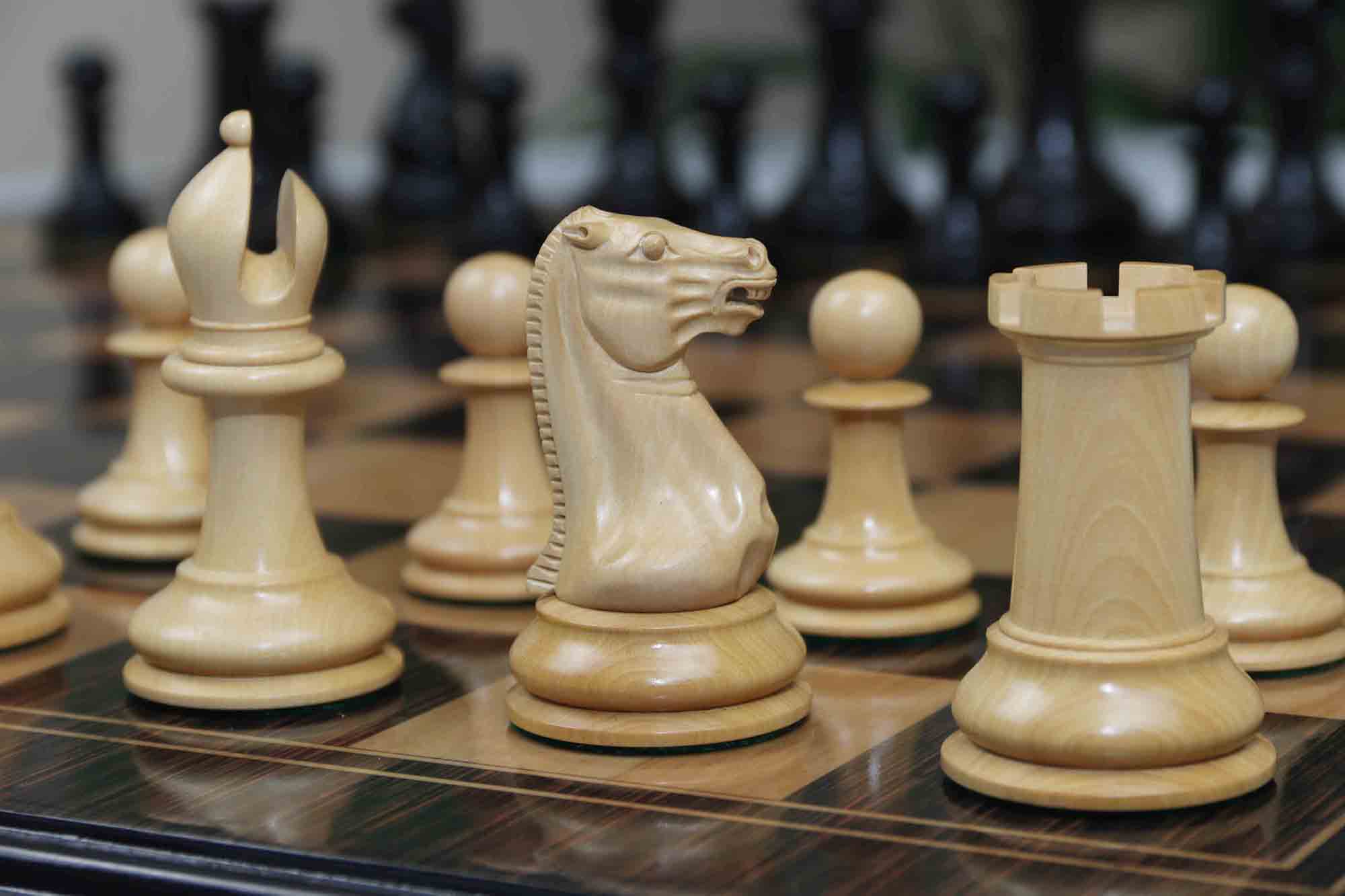 1849 Early Version Reproduced 4.4" Chess Set in Natural Boxwood/Ebony