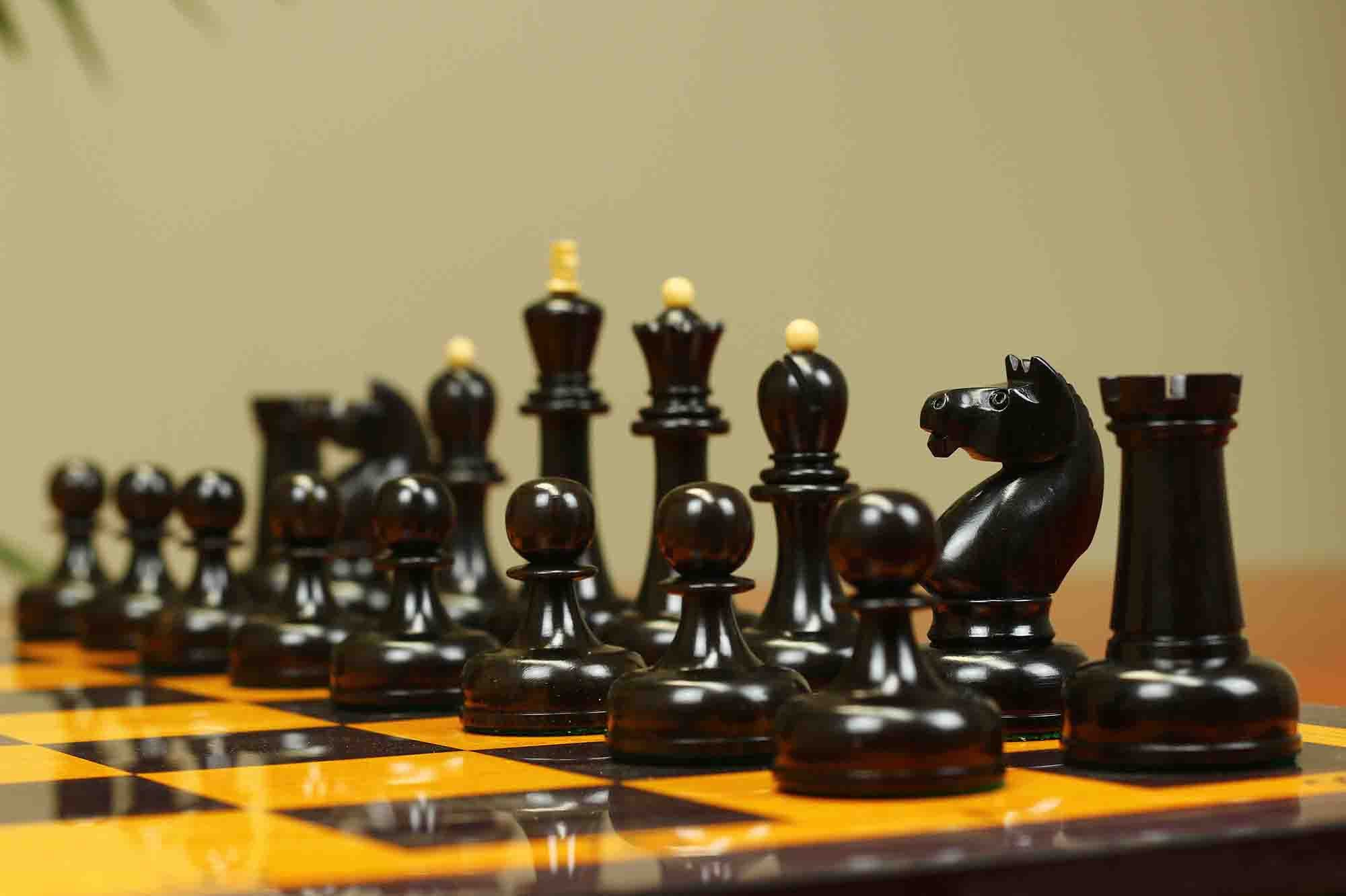 1962 Soviet Championship Historical Reproduced Tal Chess set 4" - Natural Boxwood and Eboony