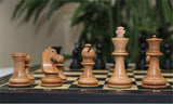 Henri Chavet Reproduced Chess Set in Distressed and Ebonised Boxwood- 3.75" King Height