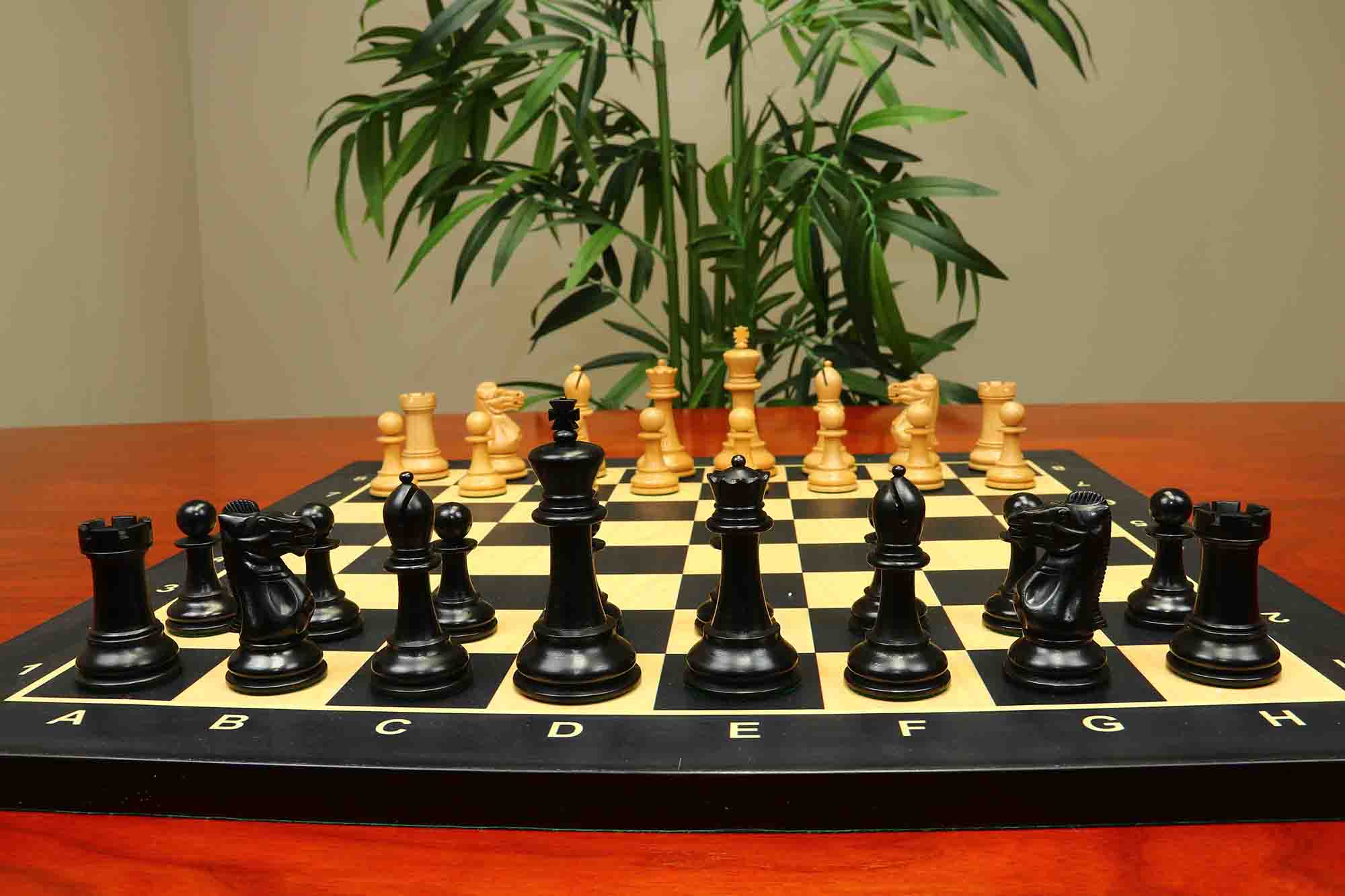 17th Olympiad Havana 1966 Circa Reproduction 3.78" Staunton Chessmen Natural/Ebonised Boxwood