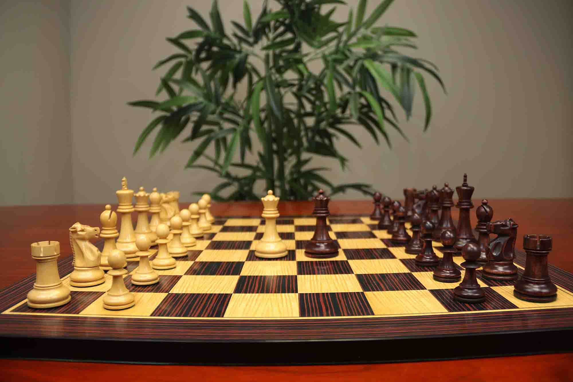 Fischer-Spassky / 1972 World Championship 3.75" Natural Boxwood/Mahogany Stained Chessmen