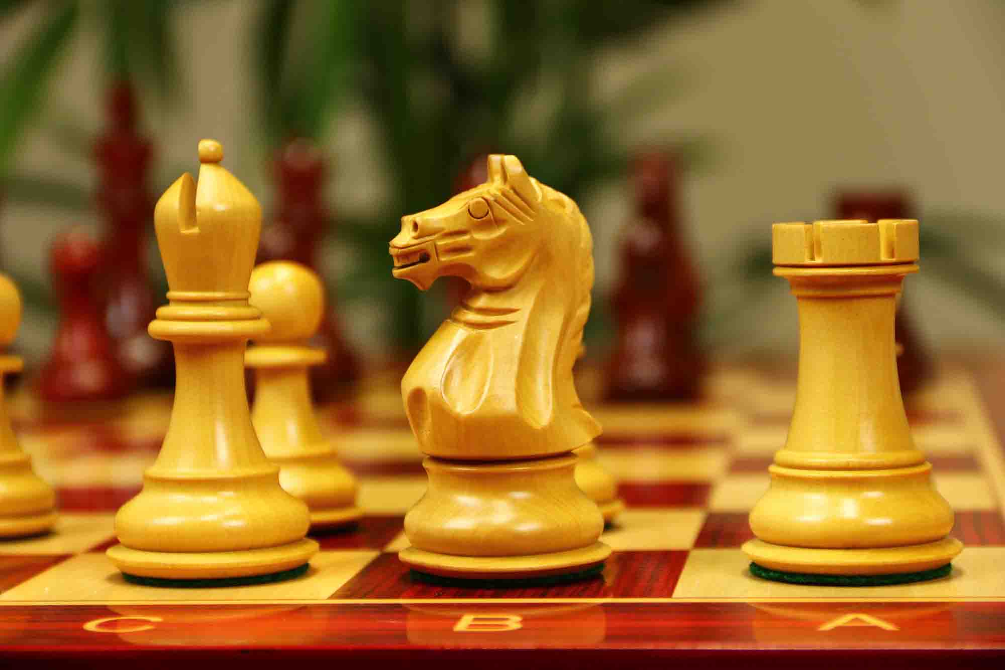 Fierce Series Chess Set 4" Staunton Chess Set - African Padouk & Boxwood