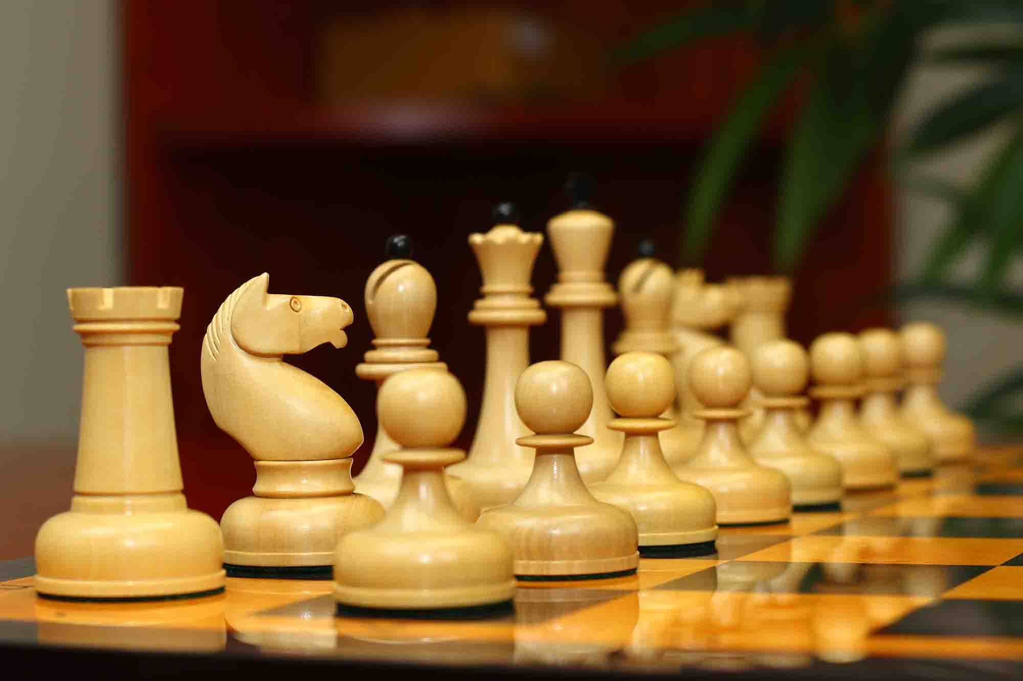 1962 Soviet Championship Historical Reproduced Tal Chess set 4" - Natural Boxwood and Eboony