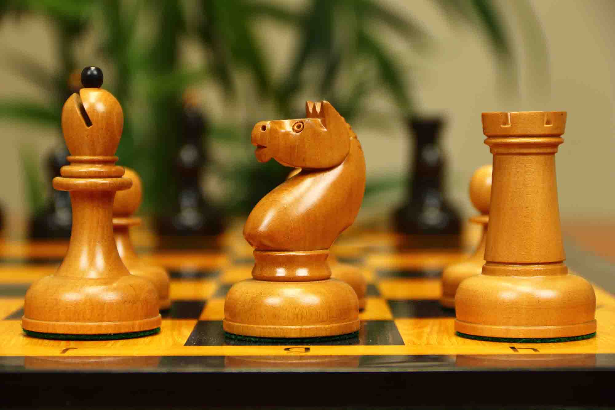 1962 Soviet Championship Historical Reproduced Tal Chess set 4" - Antiqued Boxwood and Ebony