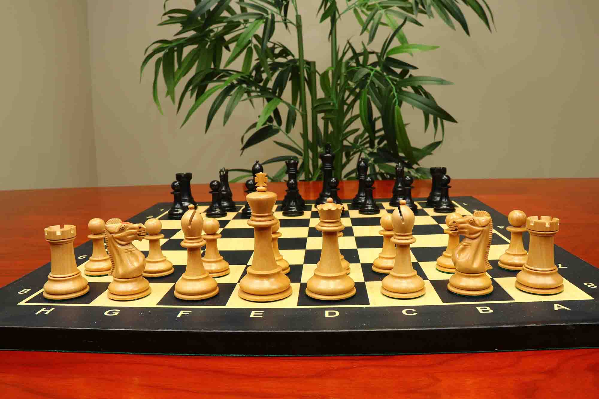 17th Olympiad Havana 1966 Circa Reproduction 3.78" Staunton Chessmen Natural/Ebonised Boxwood