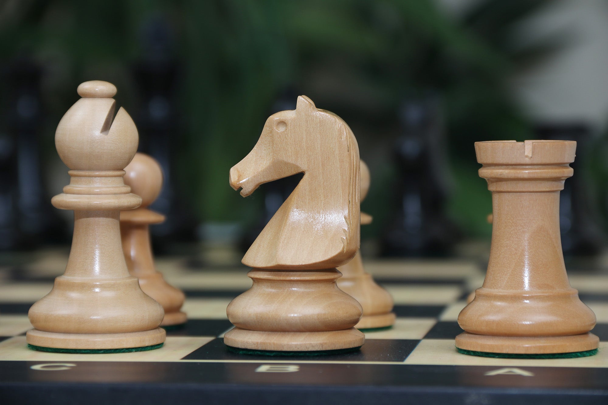 Henri Chavet Reproduced Chess Set in Natural and Ebonised Boxwood- 3.75" King Height