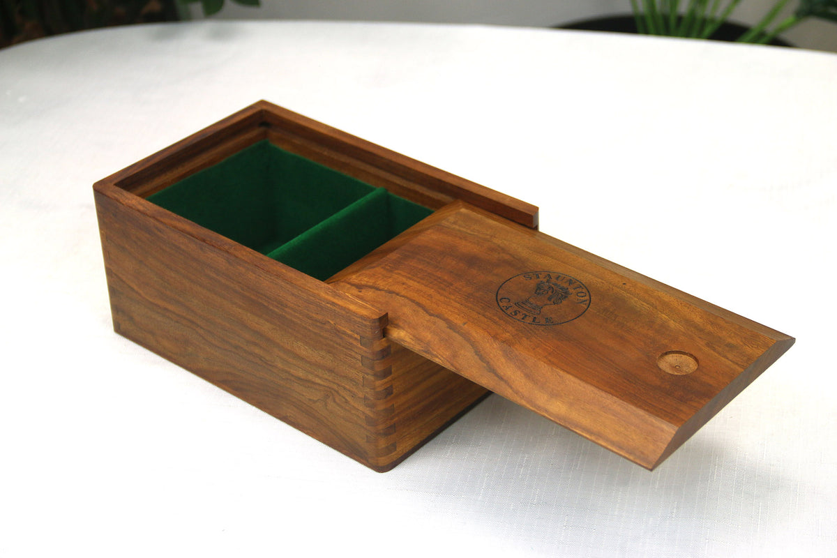 Slide Top Box in Golden Rosewood holds up to 4" Chess Pieces