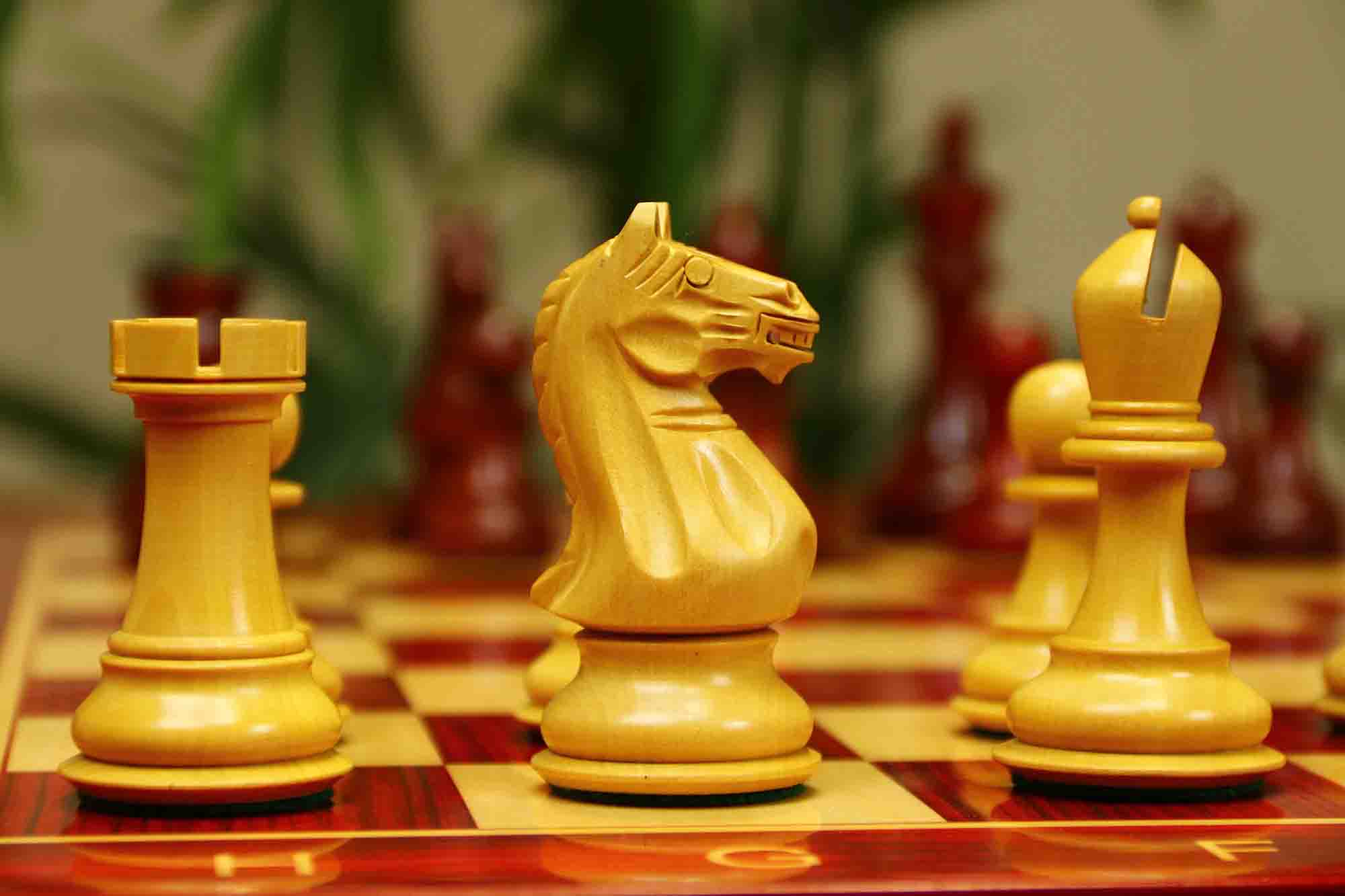 Fierce Series Chess Set 4" Staunton Chess Set - African Padouk & Boxwood