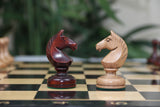 Soviet USSR 1970 Reproduced 4" Chess set in Distressed and Mahogany Stained Boxwood