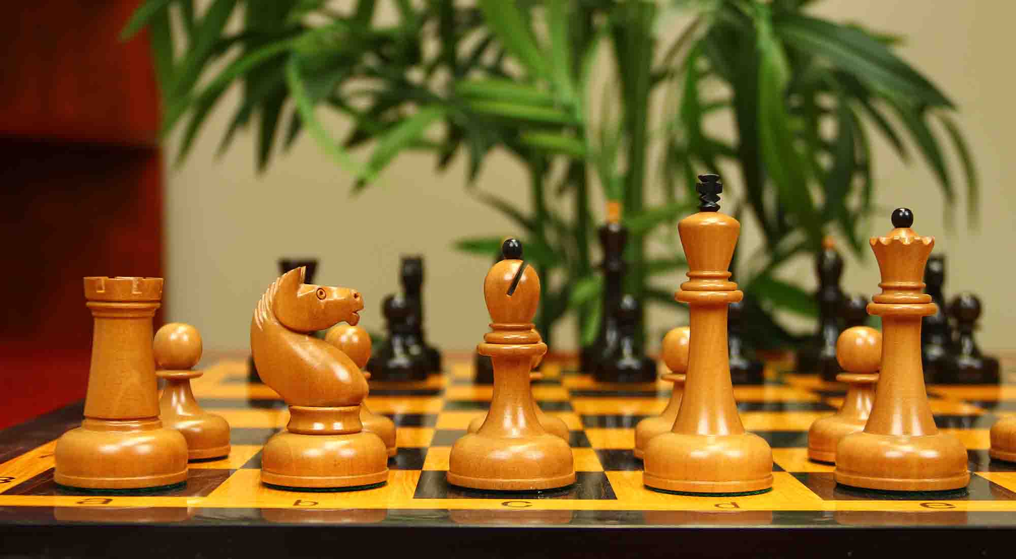 1962 Soviet Championship Historical Reproduced Tal Chess set 4" - Antiqued Boxwood and Ebony