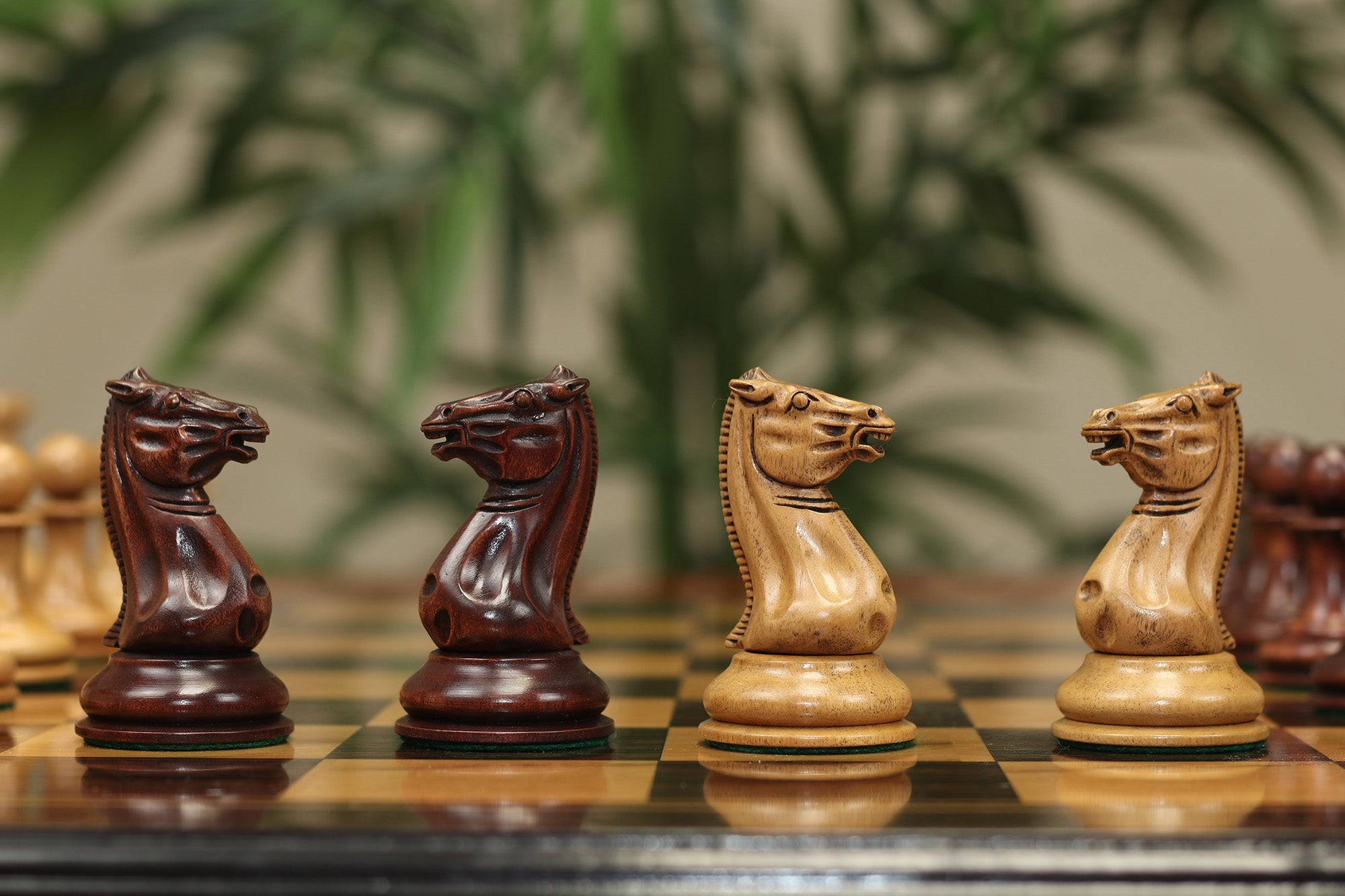 Morphy  Cooke 1849-50 Vintage 4.4" Reproduction Chess Set in Distressed Antique/Mahogany Stained Boxwood