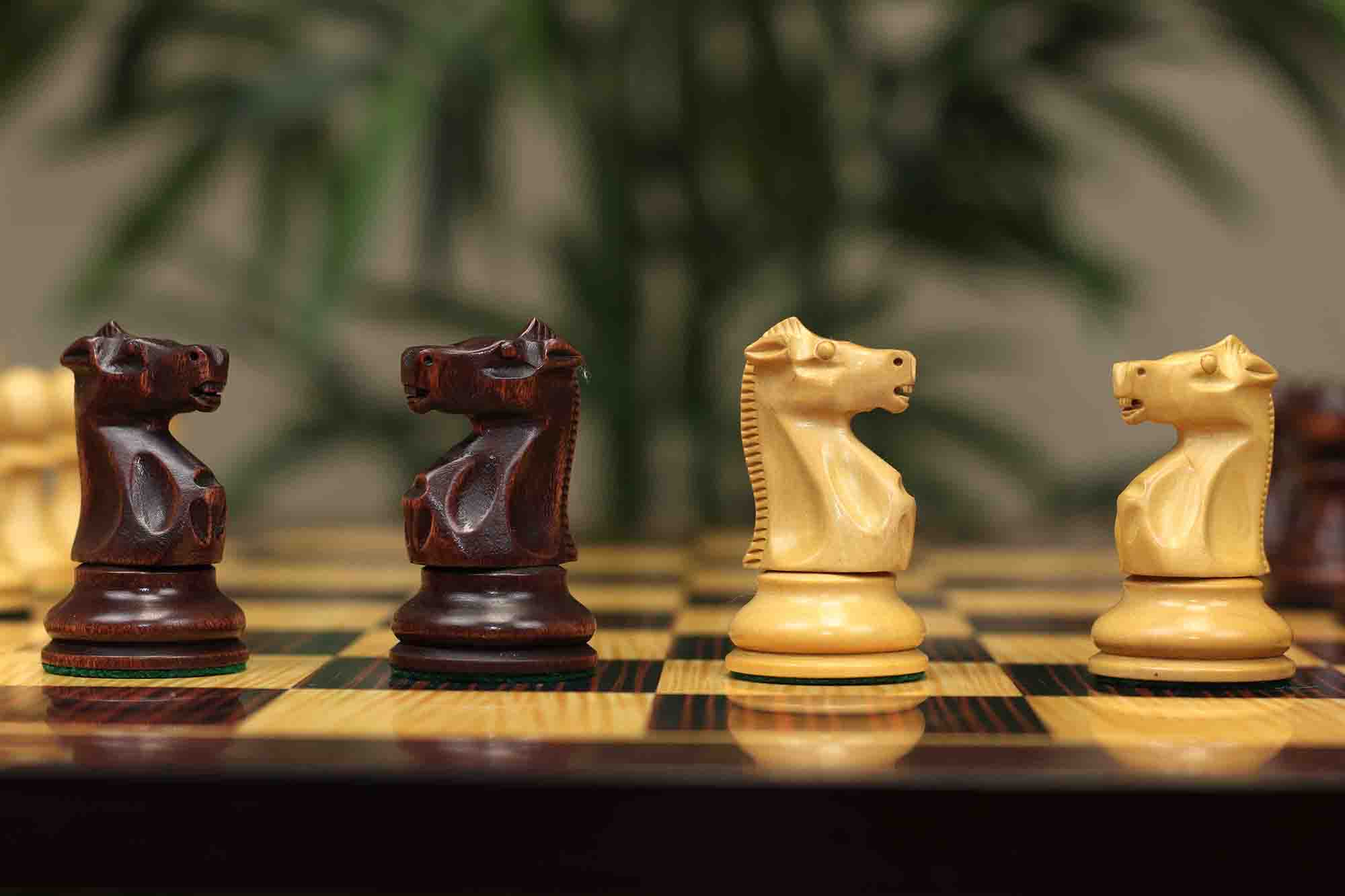 Fischer-Spassky / 1972 World Championship 3.75" Natural Boxwood/Mahogany Stained Chessmen