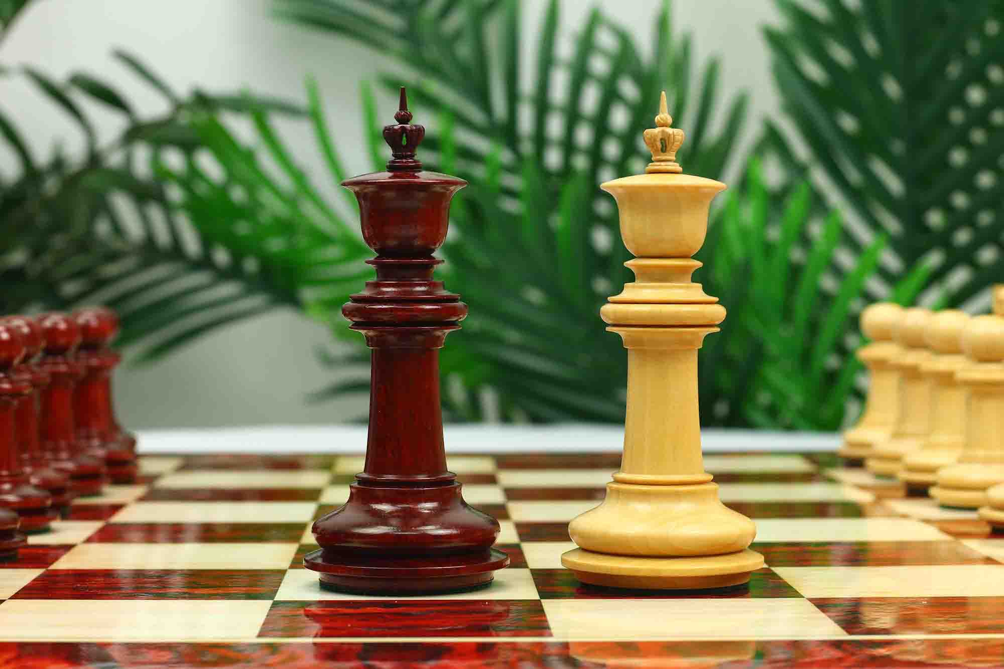 Macedon Series Luxury Staunton 4.4" Boxwood and Bud Rosewood wood Chess set